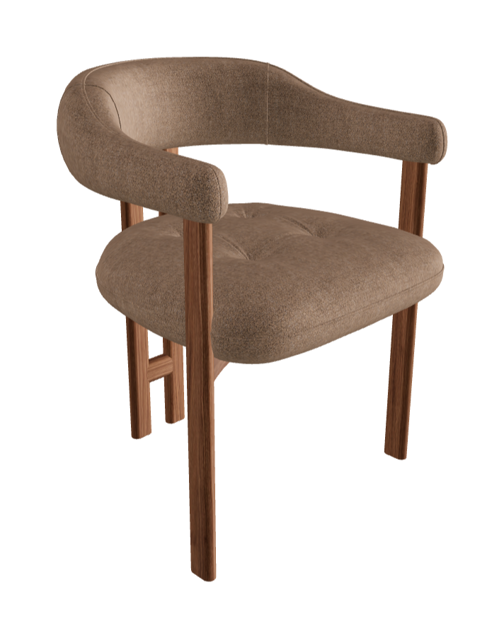 Greta Wood Dining Armchair_Walnut Canaletto_Category A Fabric_A006-T70