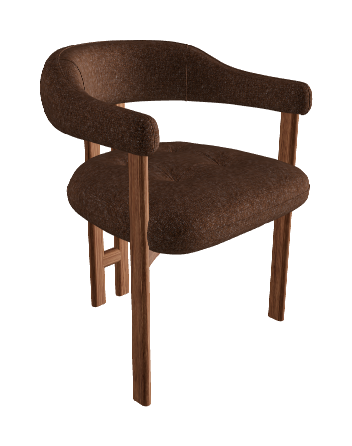 Greta Wood Dining Armchair_Walnut Canaletto_Category A Fabric_A009-T70