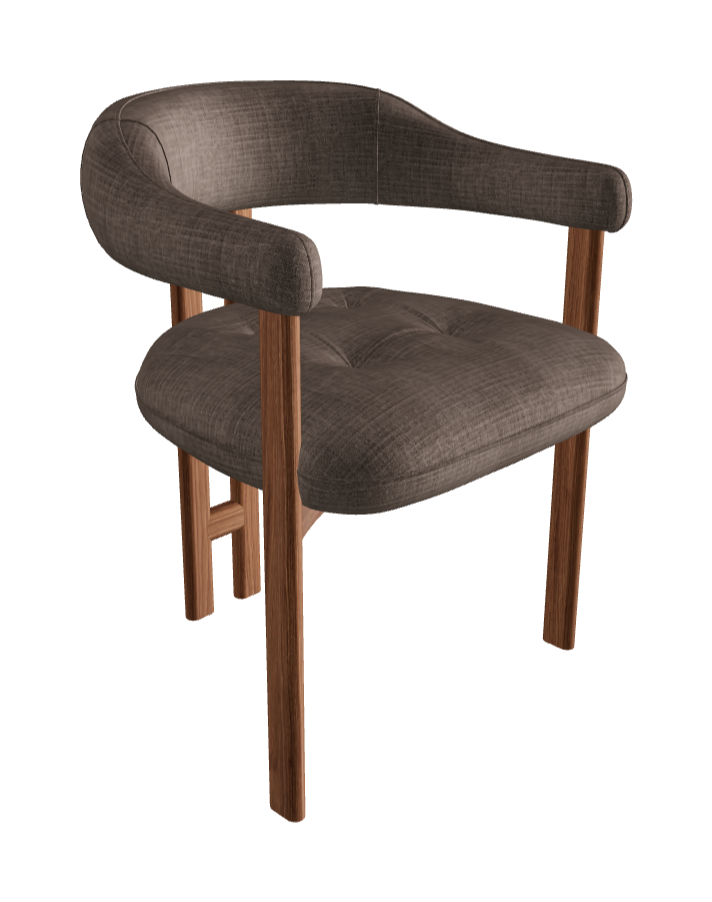 Greta Wood Dining Armchair_Walnut Canaletto_Category B Fabric_B093-T70