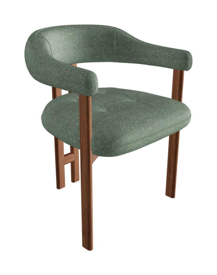 Greta Wood Dining Armchair_Walnut Canaletto_Category A Fabric_A010-T80