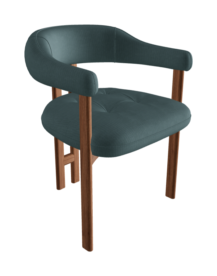 Greta Wood Dining Armchair_Walnut Canaletto_Category B Fabric_B064-T80
