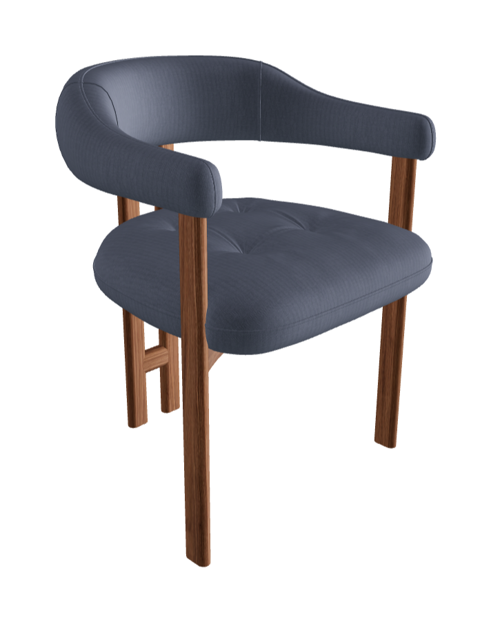 Greta Wood Dining Armchair_Walnut Canaletto_Category B Fabric_B065-T80