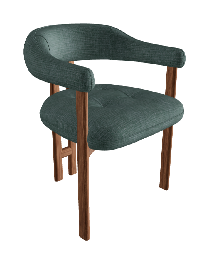 Greta Wood Dining Armchair_Walnut Canaletto_Category B Fabric_B096-T80