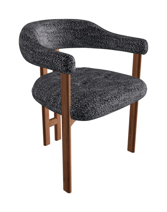 Greta Wood Dining Armchair_Walnut Canaletto_Category B Fabric_B178-T80
