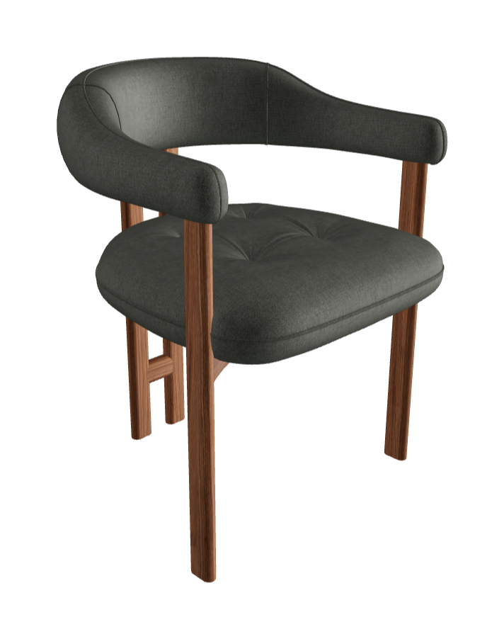 Greta Wood Dining Armchair_Walnut Canaletto_Category A Fabric_A156-T90