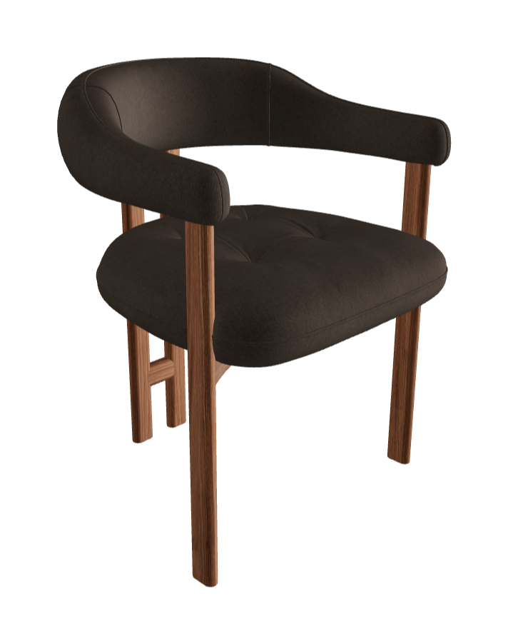 Greta Wood Dining Armchair_Walnut Canaletto_Category B Fabric_B073-T90