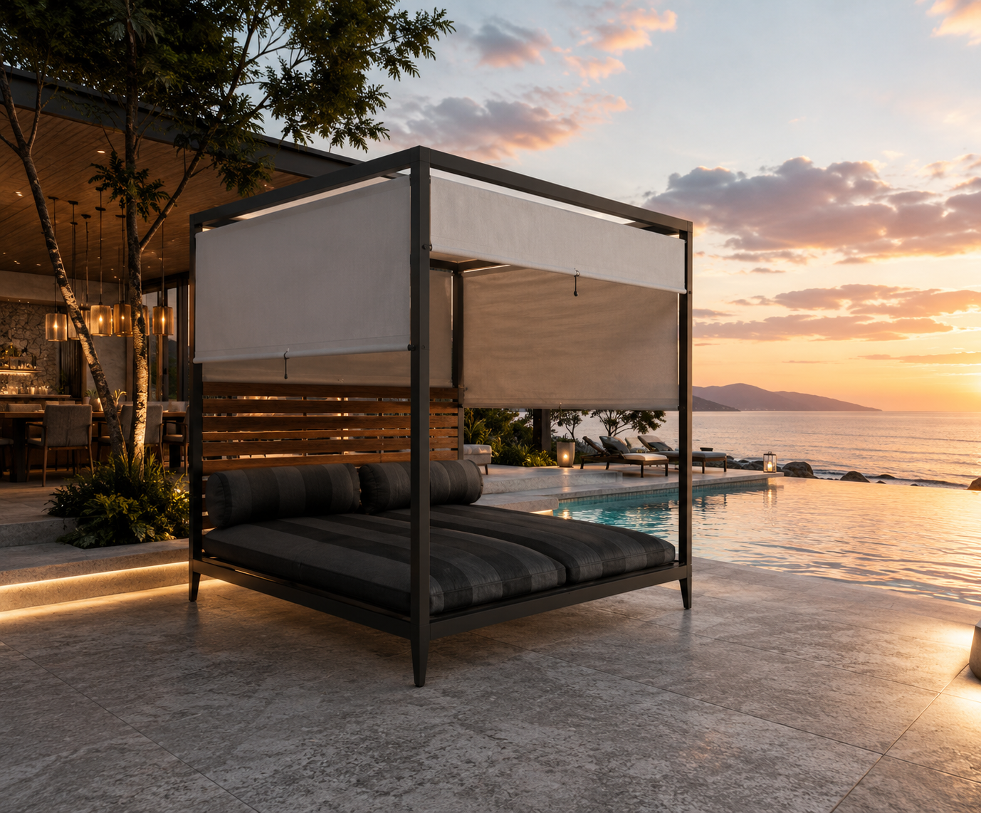 Gloster Grid Cabana with Aluminium Back & Roof