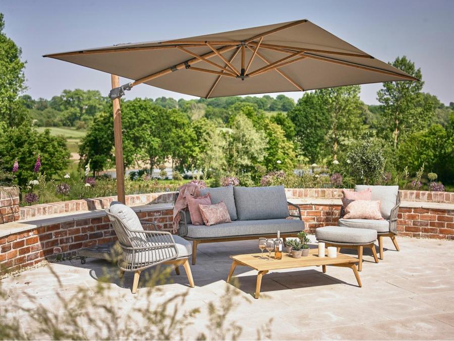 4 Seasons Outdoor Siesta Premium Parasol 3m x 3m in Charcoal