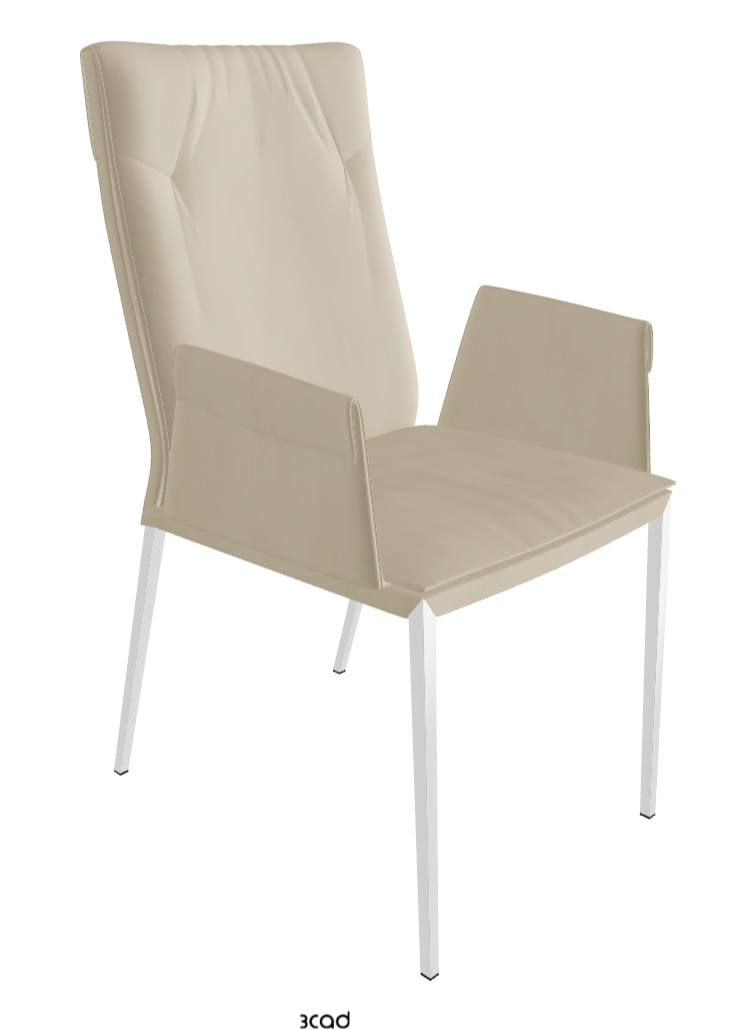 Isabel ML High-Back Dining Armchair_Chrome_Micro Nubuk:_Sand