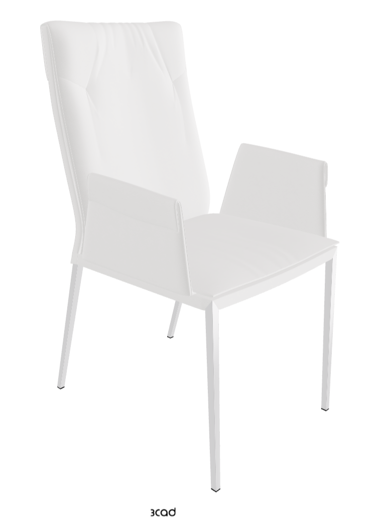Isabel ML High-Back Dining Armchair_Chrome_Synthetic Leather:_Bianco