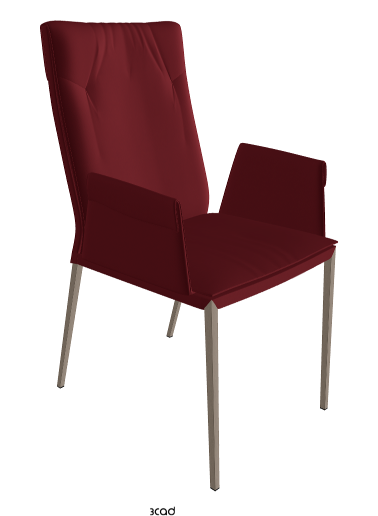 Isabel ML High-Back Dining Armchair_Titanium Embossed_Synthetic Leather_Rosso Corsa