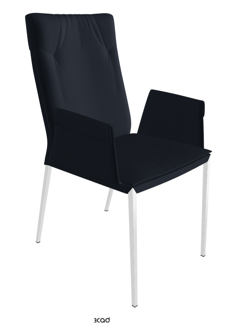 Isabel ML High-Back Dining Armchair_Chrome_Synthetic Leather:_Navy