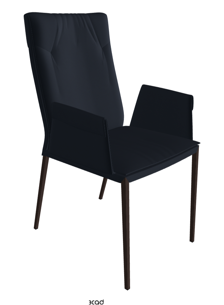 Isabel ML High-Back Dining Armchair_Bronze Embossed_Synthetic Leather_Navy