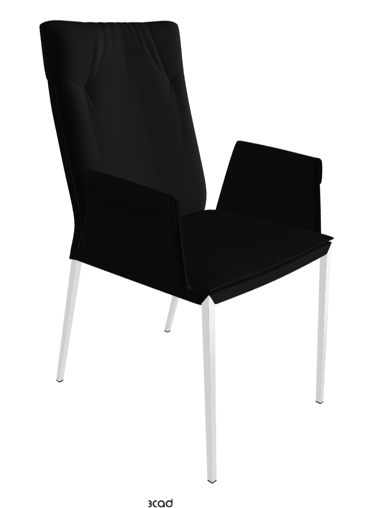 Isabel ML High-Back Dining Armchair_Chrome_Synthetic Leather:_Nero