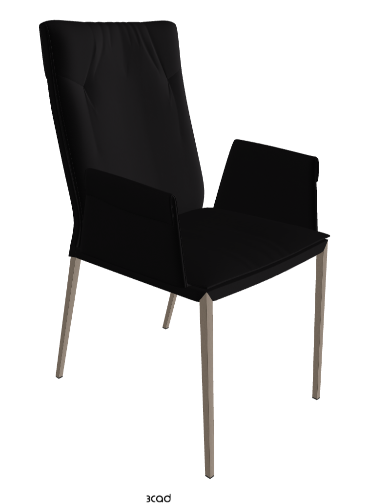 Isabel ML High-Back Dining Armchair_Titanium Embossed_Synthetic Leather_Nero