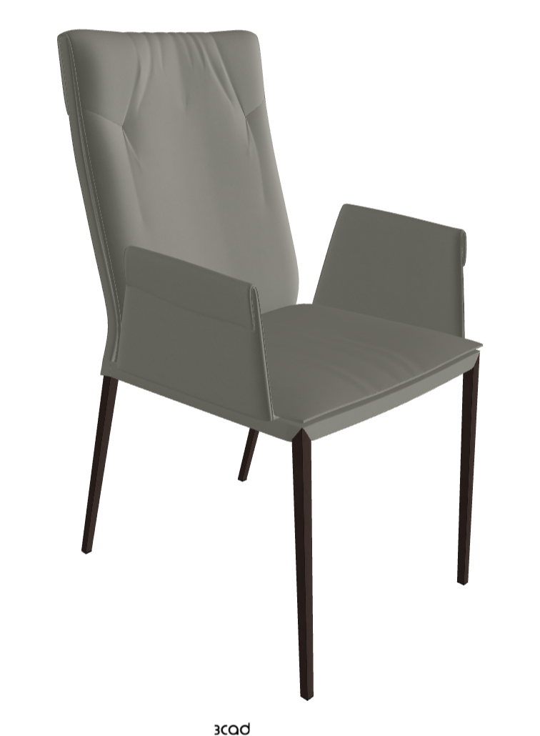 Isabel ML High-Back Dining Armchair_Bronze Embossed_Synthetic Leather_Cemento