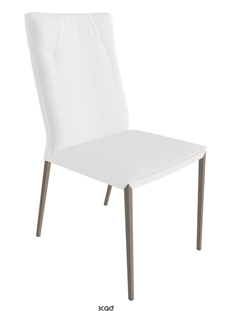 Isabel ML High-Back Dining Chair_Titanium Embossed_Synthetic Leather_Bianco