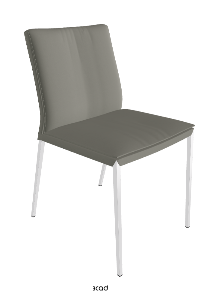 Isabel ML Dining Chair_Chrome_Synthetic Leather:_Cemento