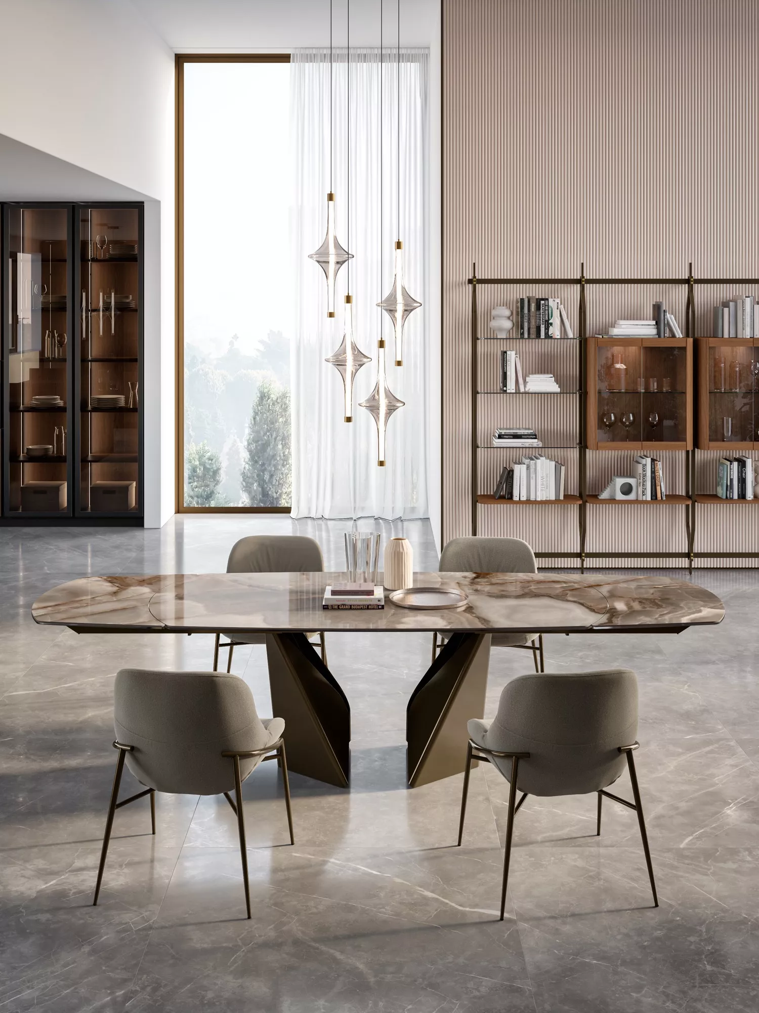 Bontempi Casa Kaleido Barrel Fix Dining Table | 54.40,54.69,54.41,54.42,54.43,54.44