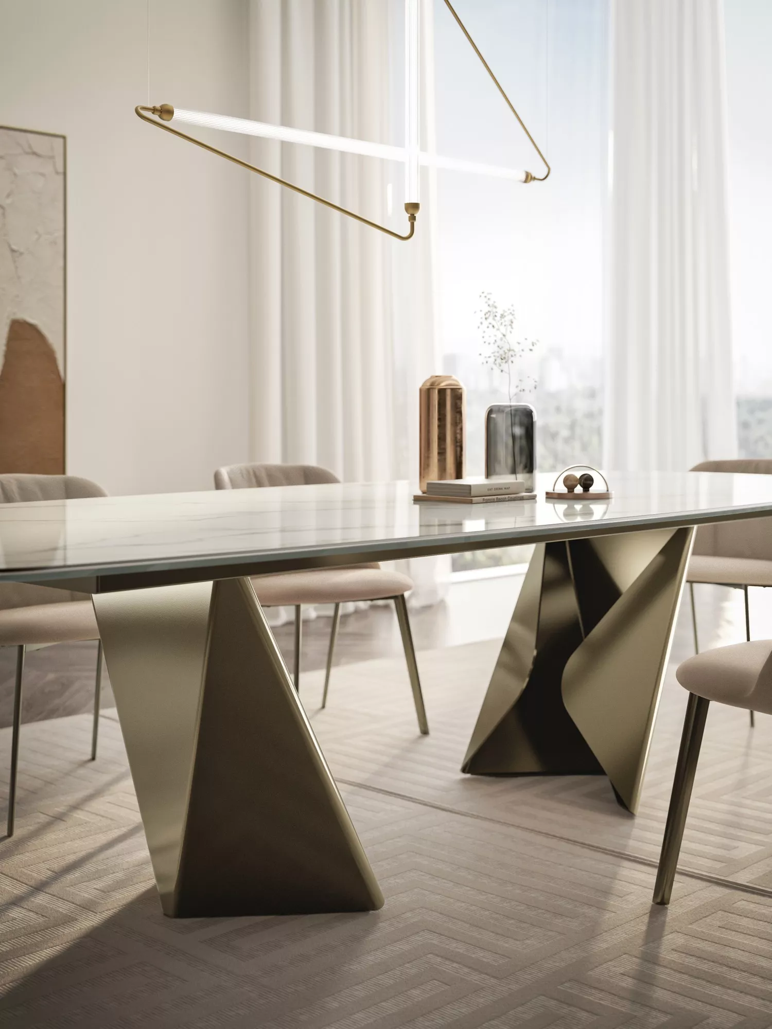 Bontempi Casa Kaleido Barrel Fix Dining Table | 54.40,54.69,54.41,54.42,54.43,54.44