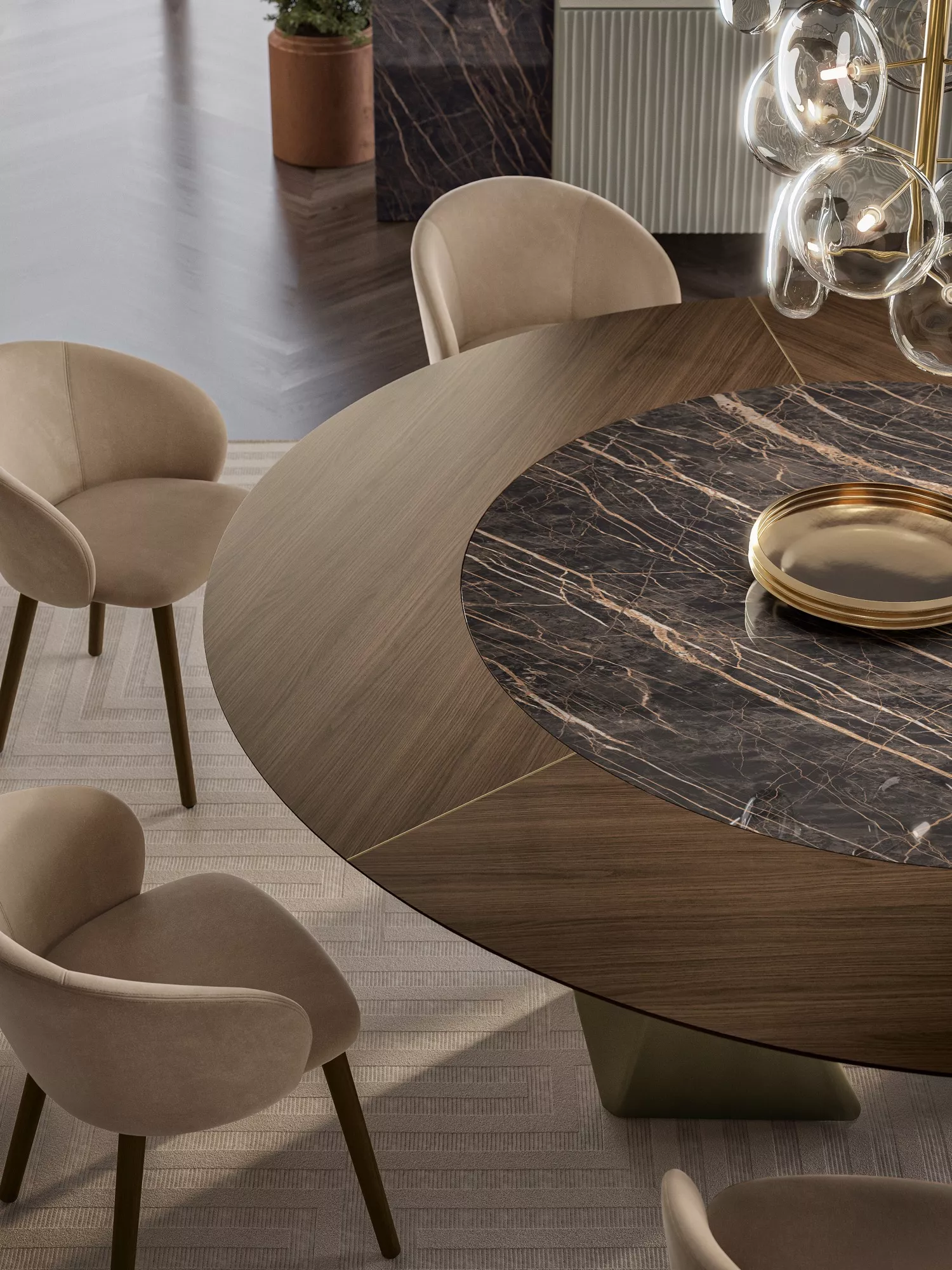 Bontempi Casa Kaleido Barrel Fix Dining Table | 54.40,54.69,54.41,54.42,54.43,54.44