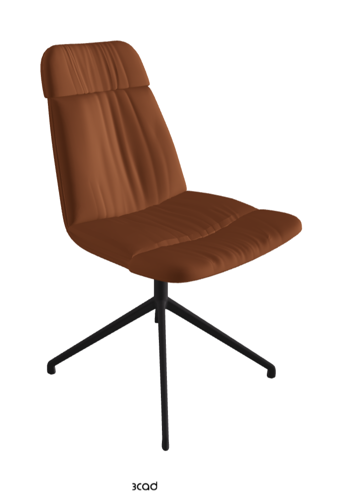 Kelly XL Swivel Dining Chair_Black Embossed_Soft Leather:_Cognac