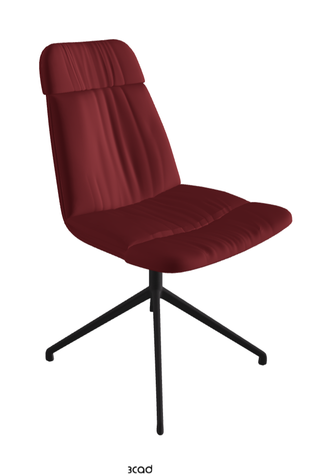 Kelly XL Swivel Dining Chair_Black Embossed_Soft Leather:_Rosso Corsa