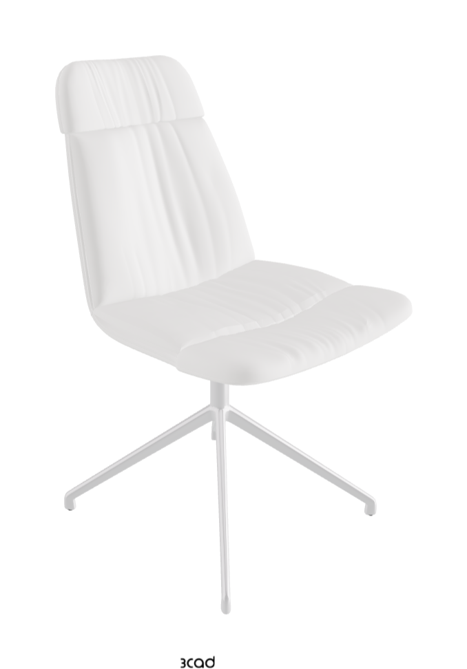 Kelly XL Swivel Dining Chair_Polished Aluminium_Synthetic Leather_Bianco