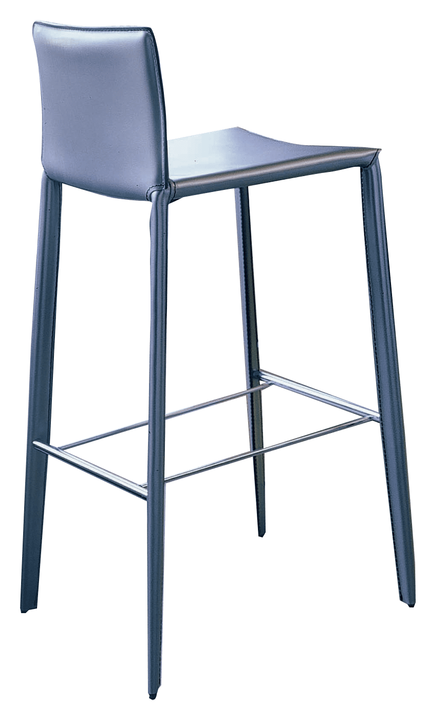 Linda Footstool Barstool with metal frame upholstered and covered in Hide Leather and Leather Fibr