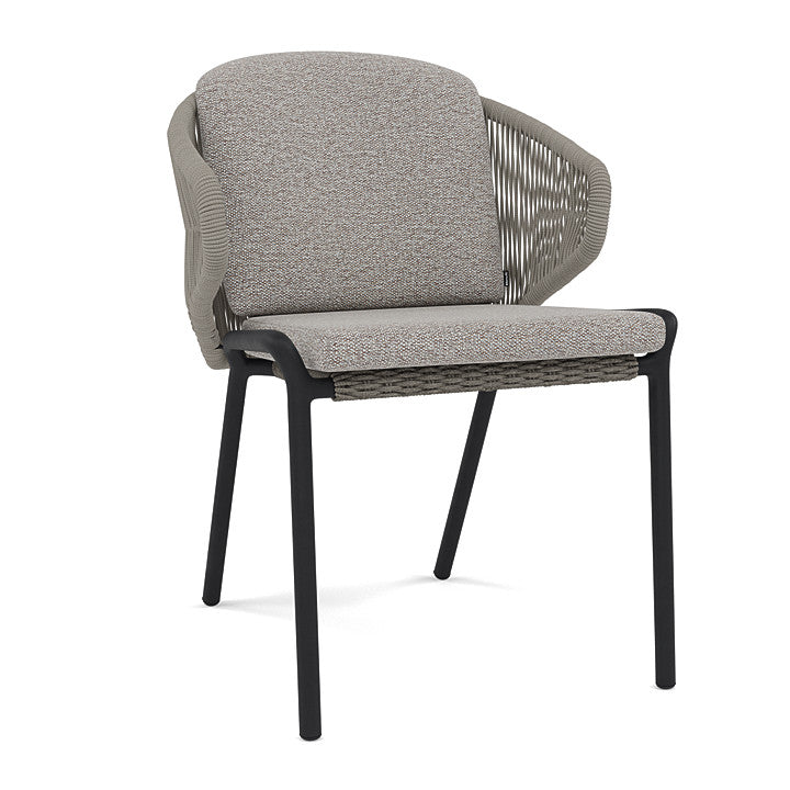 Manutti Radoc dining chair – Lava frame, Bronze rope, Chalky Brown cushions