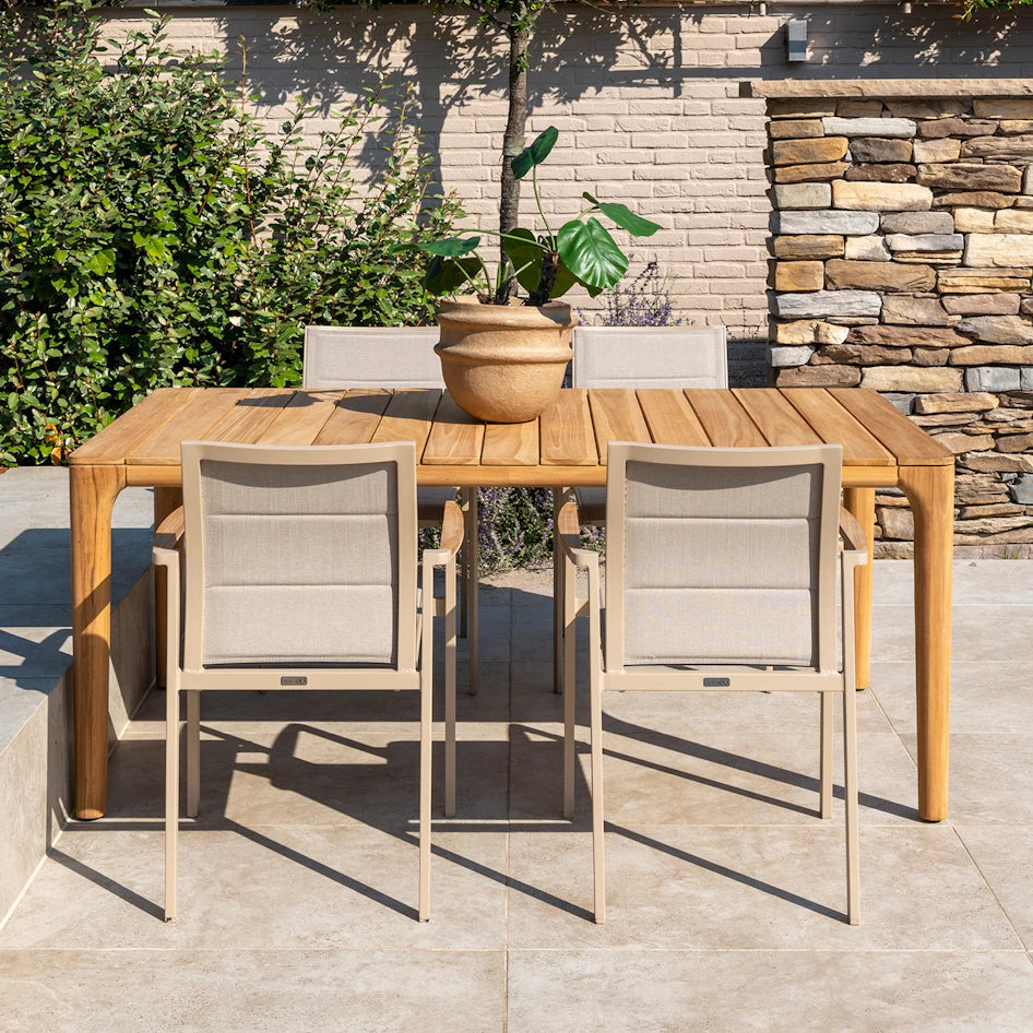 4 Seasons Outdoor Liam Dining Table With Natural Teak Top 180 x 100 x 75 cm