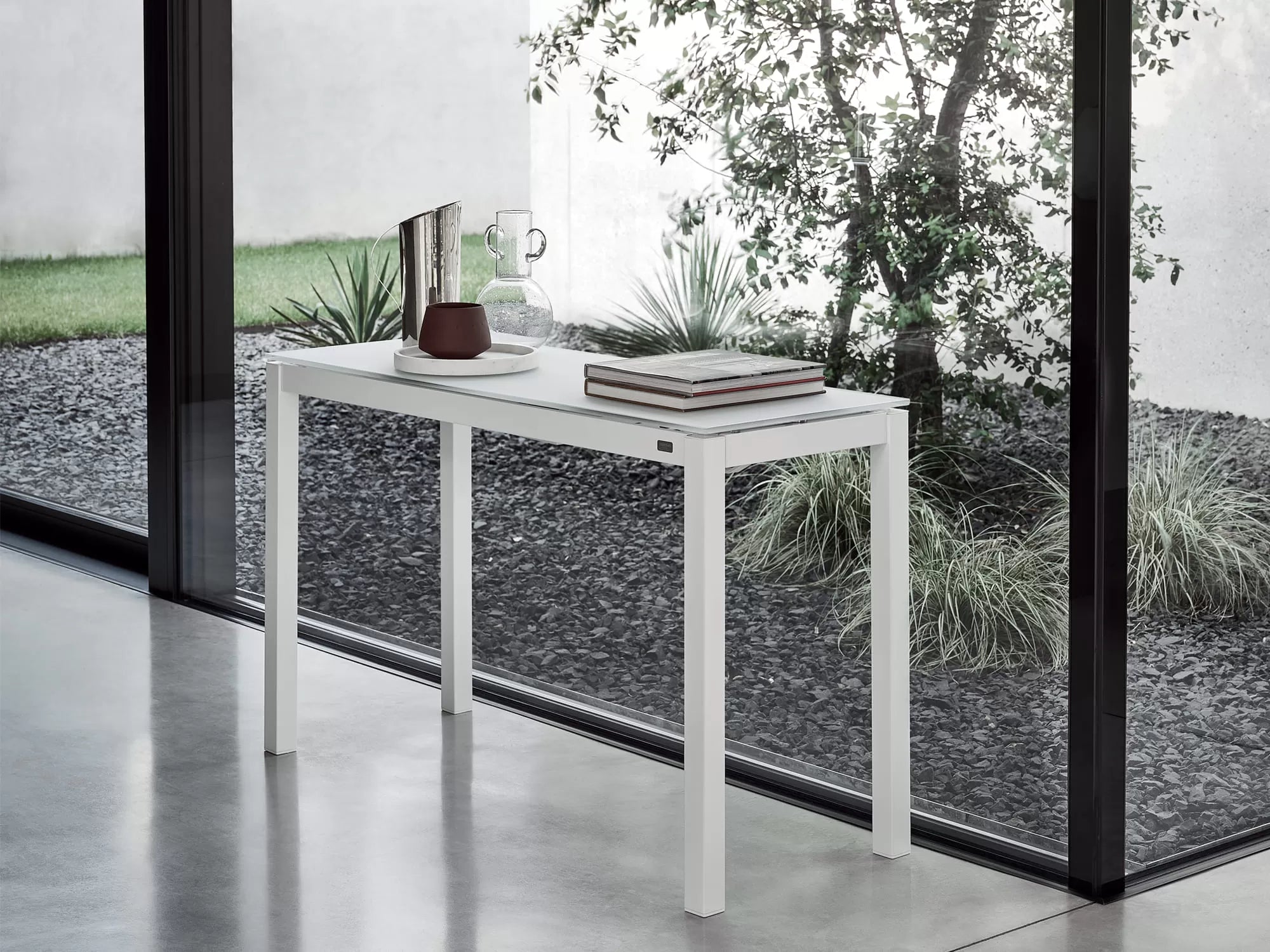 Mago Console Console Table With Extension And Lacquered Metal Frame