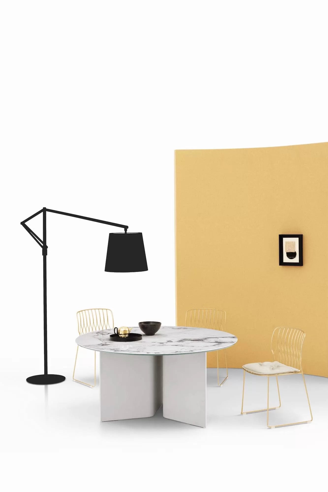 Cloe Floor Lamp With Frame And Base In Lacquered Metal And Adjustable Arm In Lacquered Aluminium
