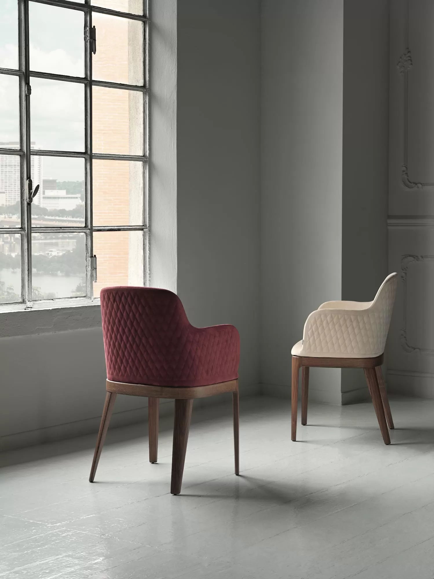 Bontempi Margot Dining Chair With Arms And Wood Legs