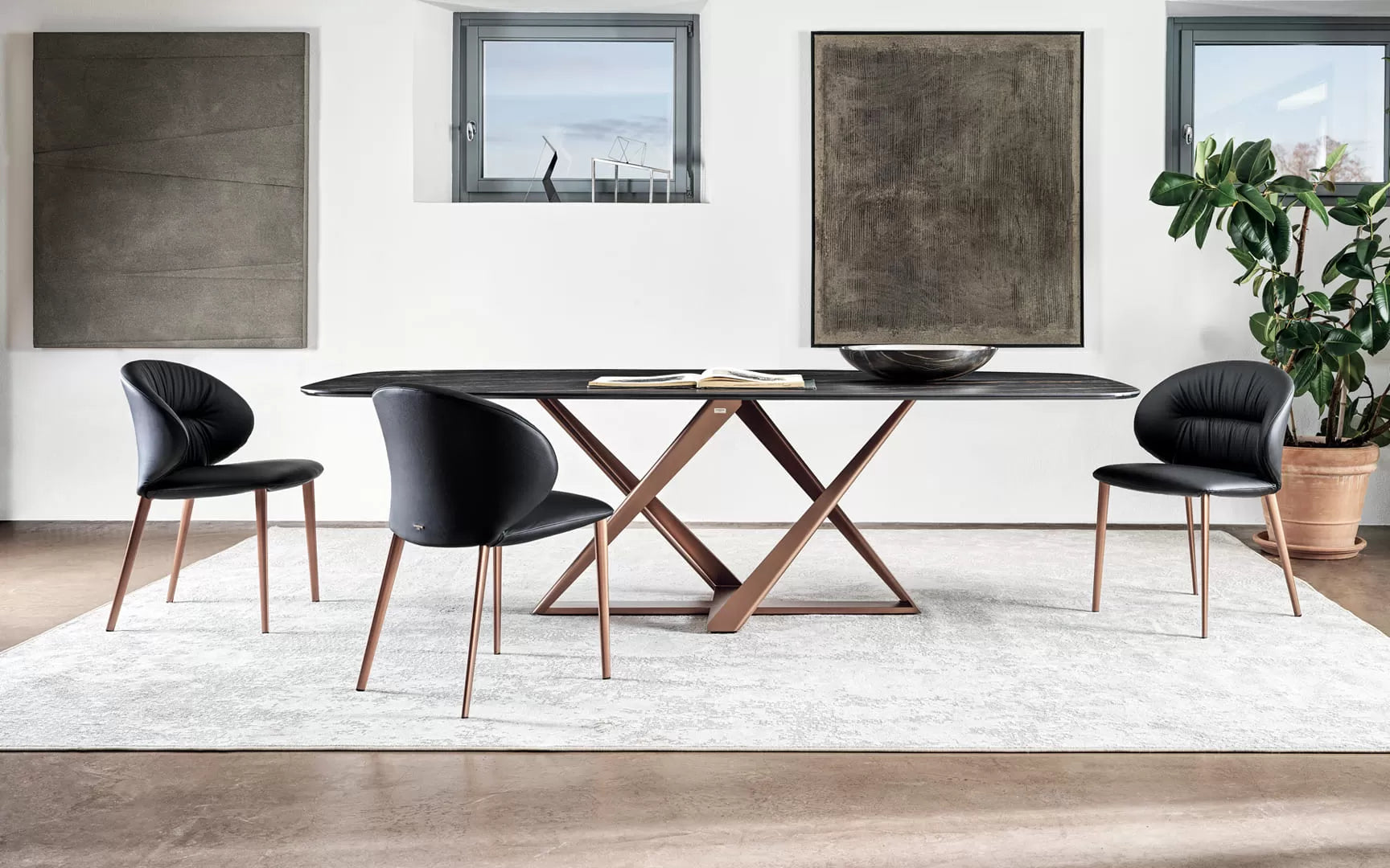 Bontempi Casa Millennium Fixed Table With Barrel Shaped Top With Length 250cm width 120cm and height 75cm