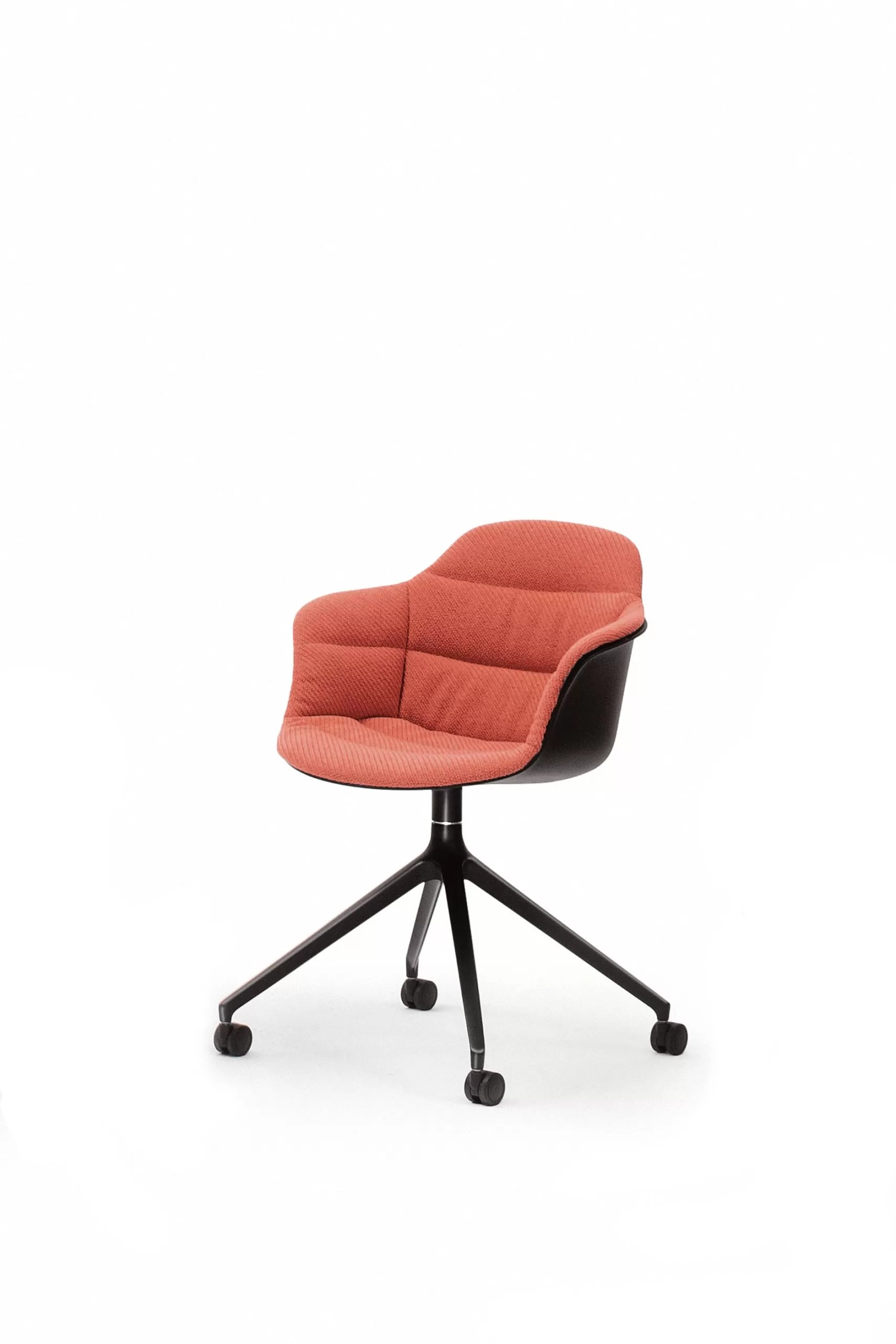 Bontempi Mood Swivel Centered Legged Castor Upholstered Chair with Aluminum Frame & Arms