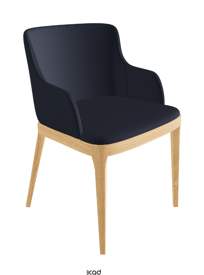 Magda Dining Armchair_Natural Ashwood_Soft Leather_Navy