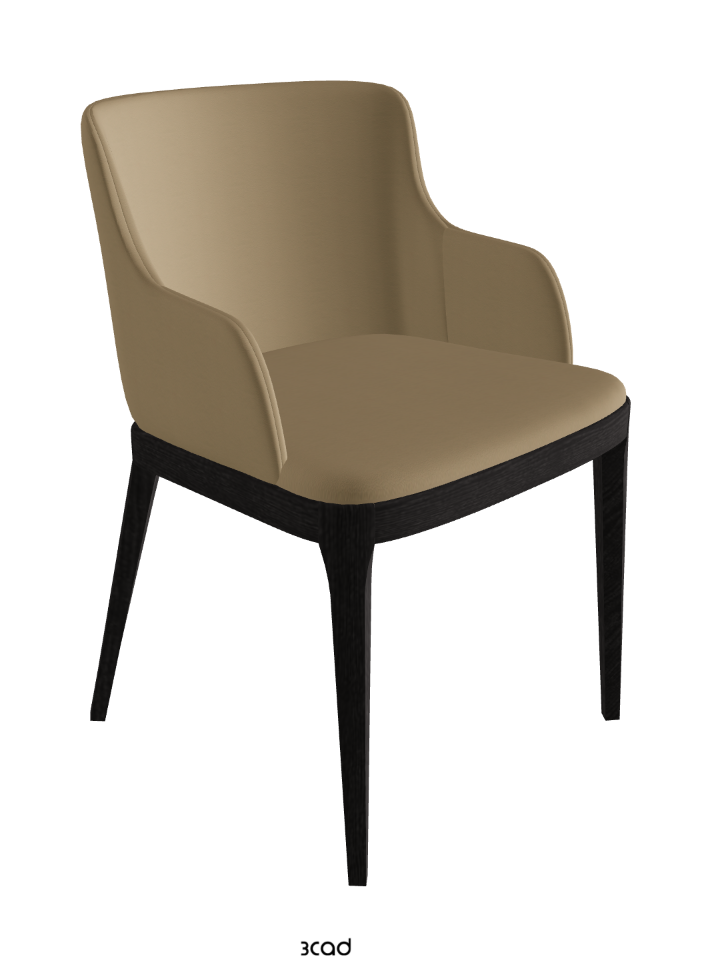 Magda Dining Armchair_Open Pore Matt Black Ashwood_Soft Leather_Safari