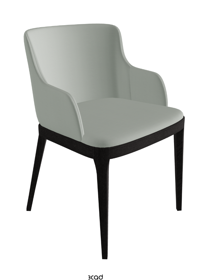 Magda Dining Armchair_Open Pore Matt Black Ashwood_Soft Leather_Ice