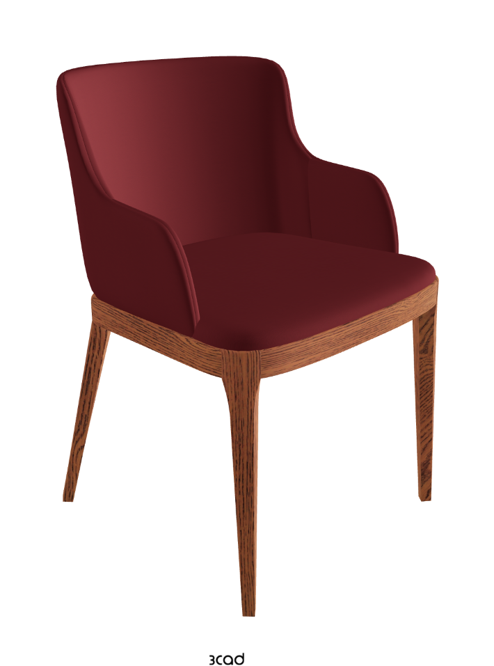 Magda Dining Armchair_Canaletto Walnut Stained Ashwood_Soft Leather_Rosso Corsa