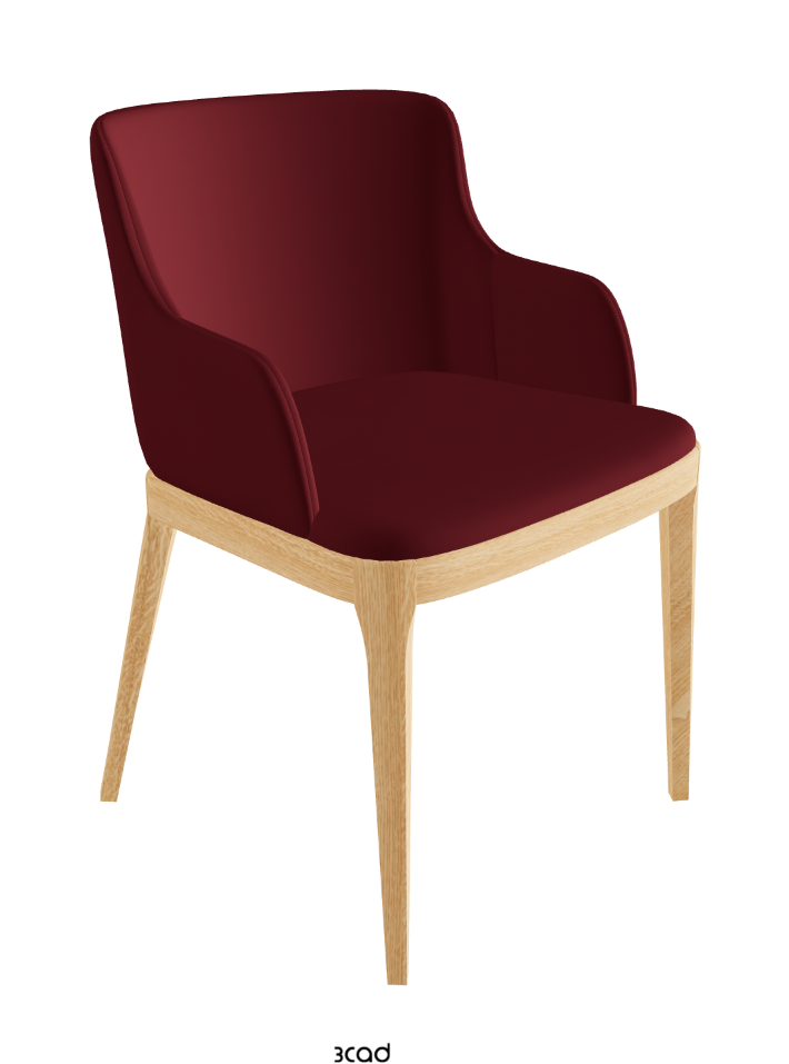 Magda Dining Armchair_Natural Ashwood_Synthetic Leather_Rosso Corsa