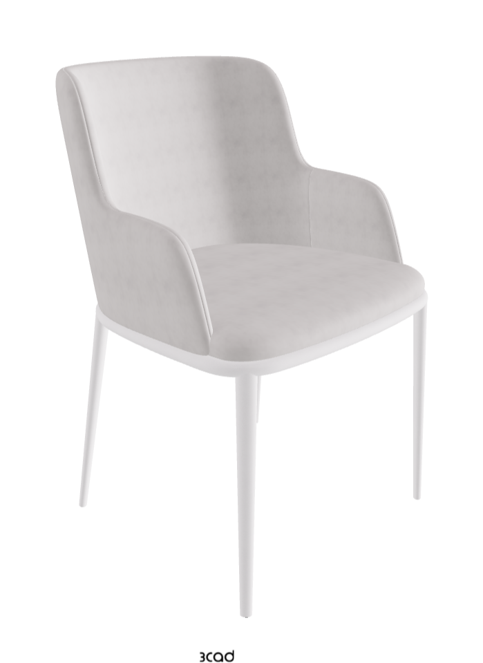 Magda ML Dining Armchair_Pearl Embossed_Micro Nubuk_White
