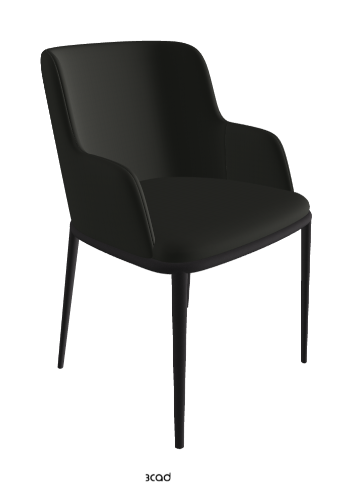 Magda ML Dining Armchair_Black Embossed_Soft Leather_Smoke