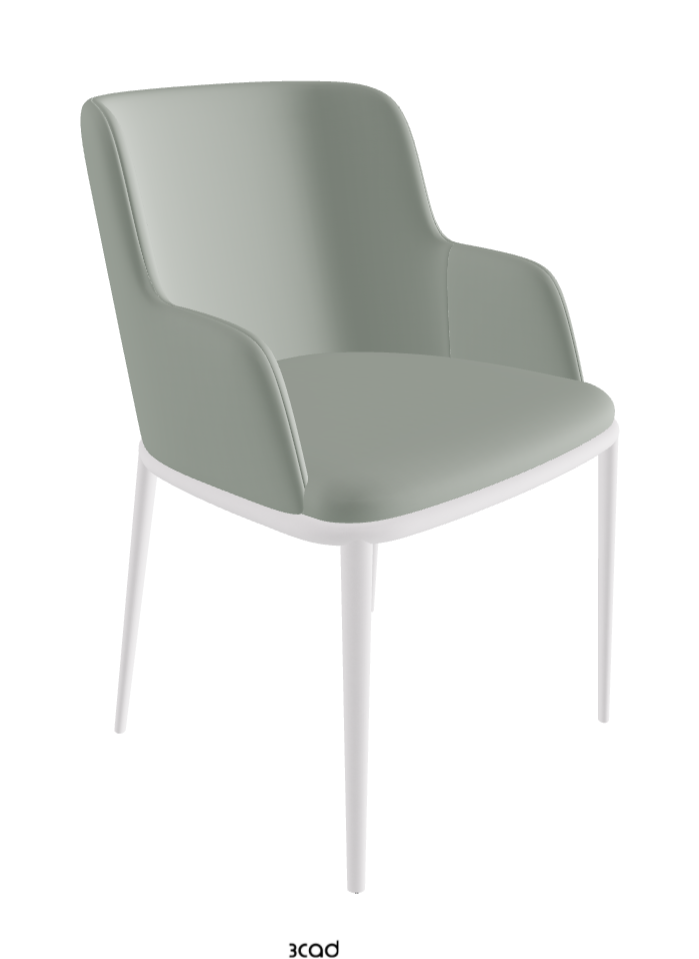 Magda ML Dining Armchair_Pearl Embossed_Soft Leather_Ice