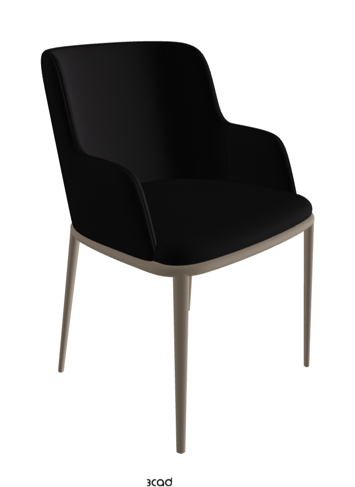 Magda ML Dining Armchair_Titanium Embossed_Soft Leather_Nero