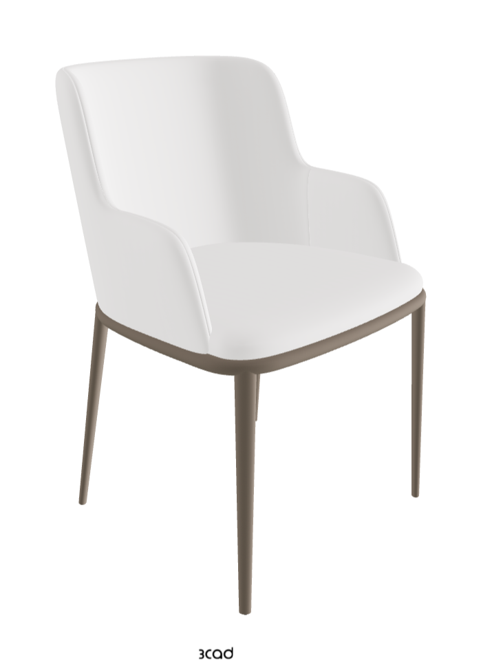 Magda ML Dining Armchair_Titanium Embossed_Synthetic Leather_Bianco