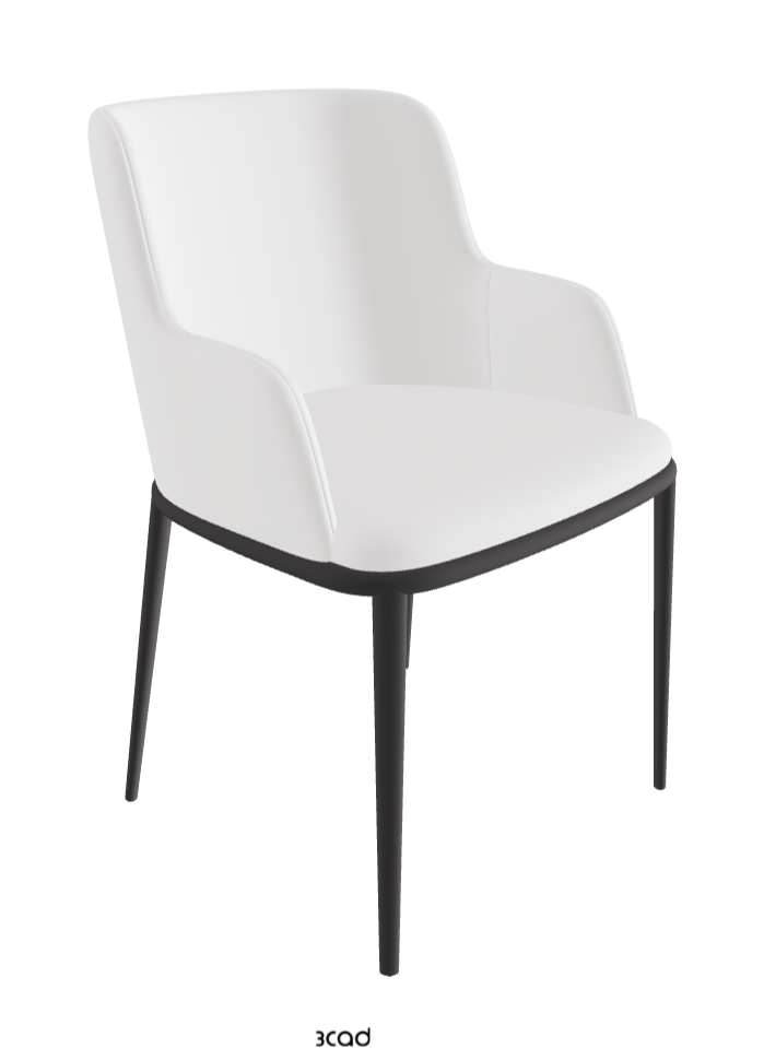 Magda ML Dining Armchair_Graphite Embossed_Synthetic Leather_Bianco