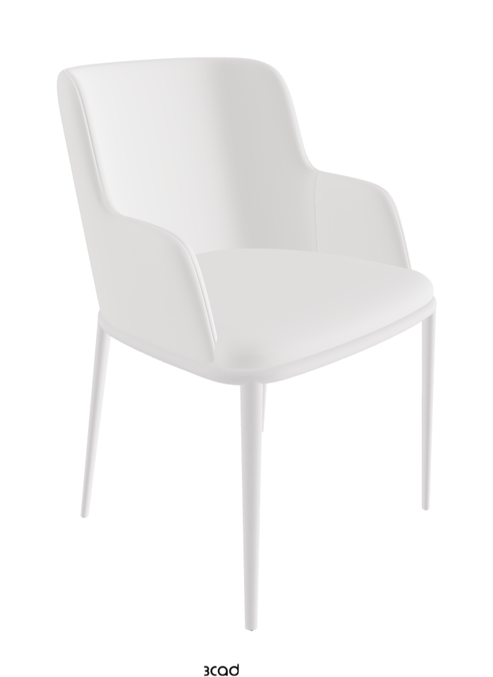 Magda ML Dining Armchair_Pearl Embossed_Synthetic Leather_Bianco