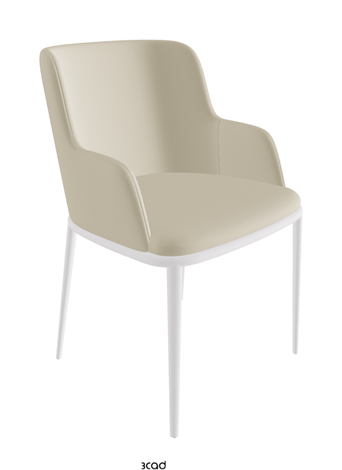 Magda ML Dining Armchair_Pearl Embossed_Synthetic Leather_Oyster