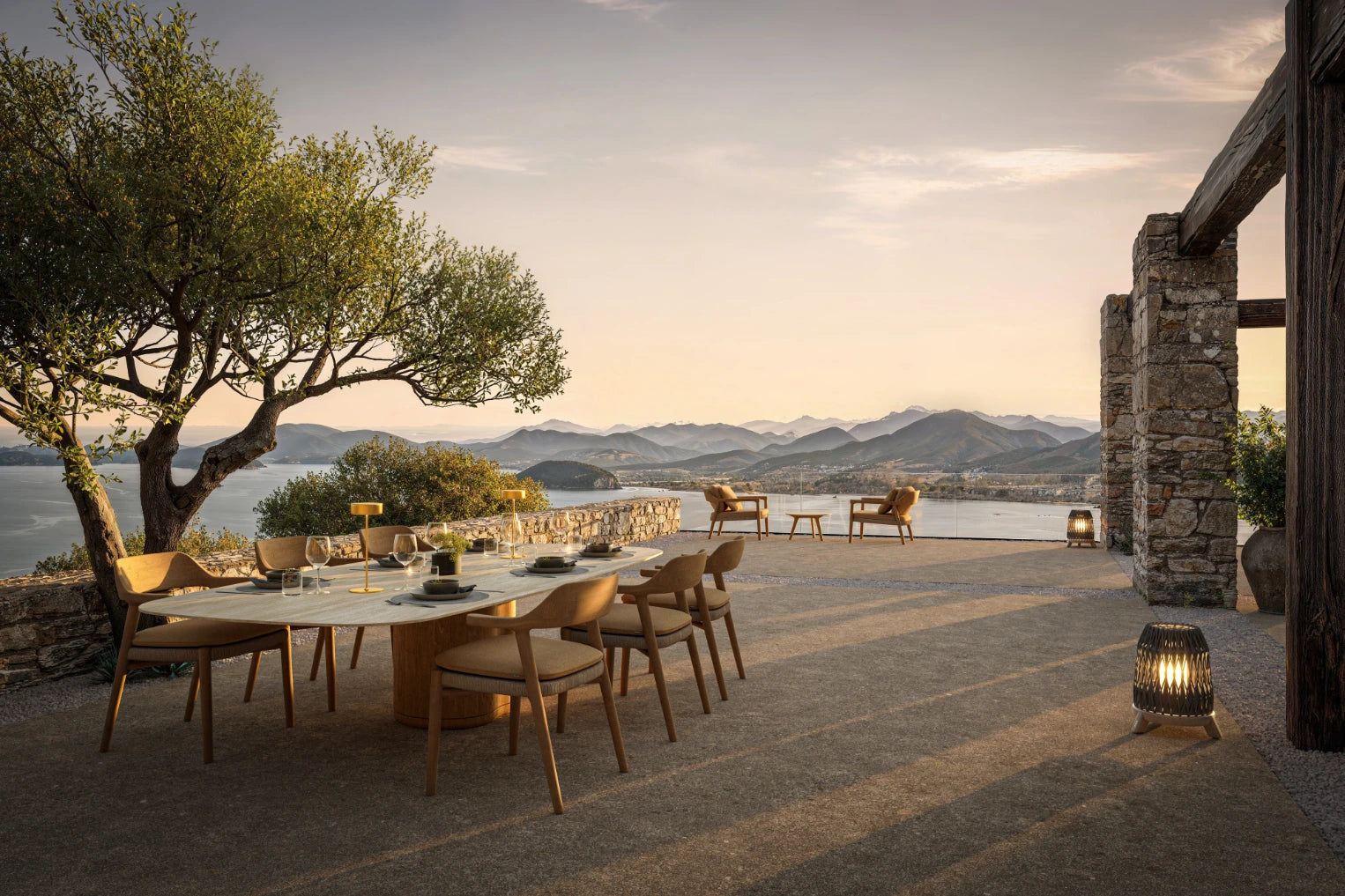 Manutti Ogado Low Organic Dining Table 280 × 132 cm